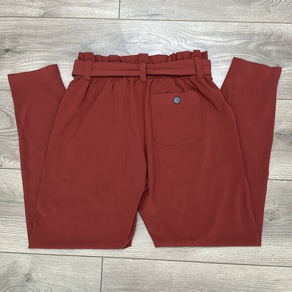 Athleta Skyline Belted Paperbag High Rise Red Ankle Pants Size 0 - Picture 5 of 12